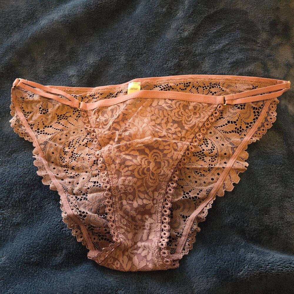 Aerie purple lace string bikini panties size L